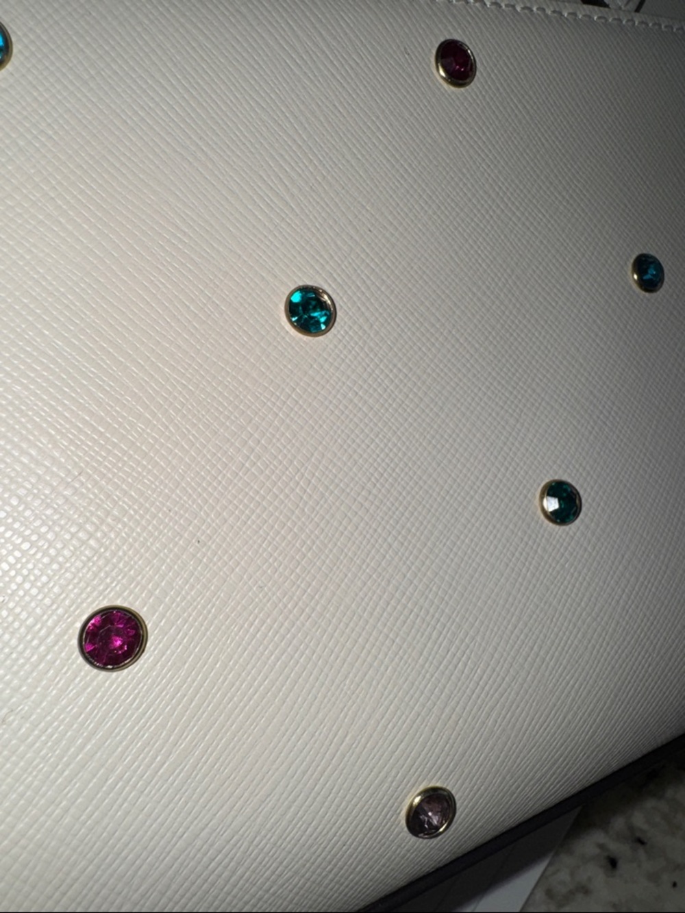 kate spade cream satchel with multicolor jeweled studs - Picture 7 of 7